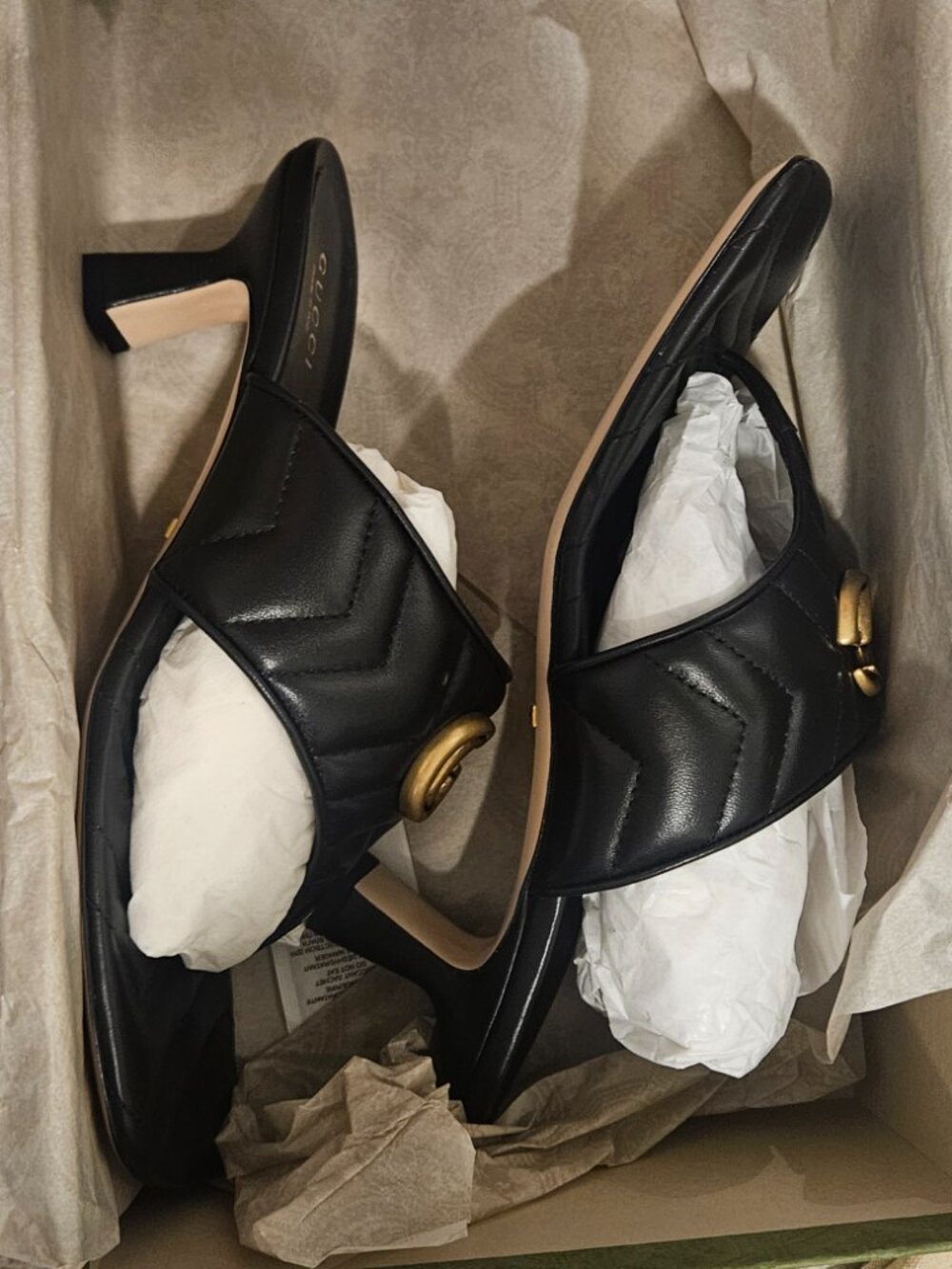 Gucci Double G Mule 776995 BK060 - 1000 Black Leather Size 38+ New Womens Shoes - Picture 13 of 15